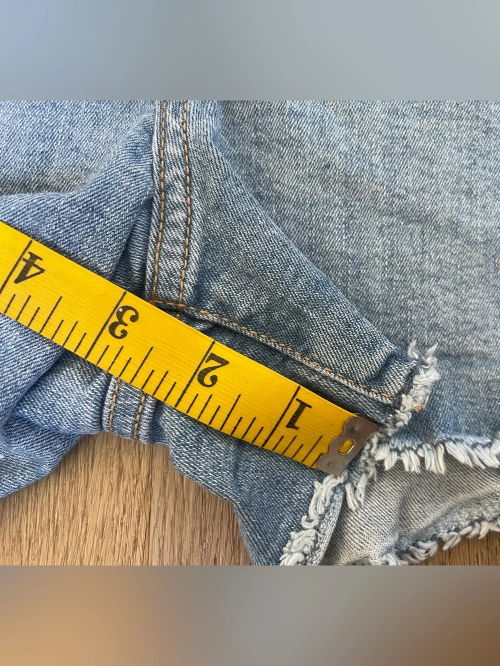 Mango Light Blue Denim Girls' Frayed Hem Shorts